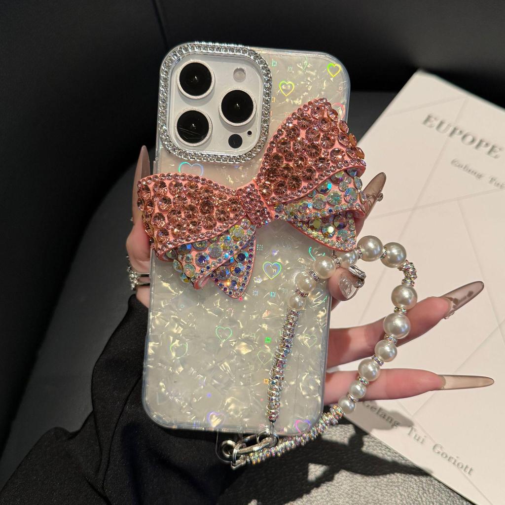 Large Shell Pattern Rhinestone Butterfly Case for Apple 17PROMAX & 16/12 - Cute & Simple