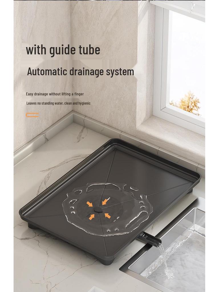 Countertop Kitchen Storage Rack: Holds Bowls, Plates, Chopsticks, Cutting Board & Cups, Includes Drainer, No Installation Required