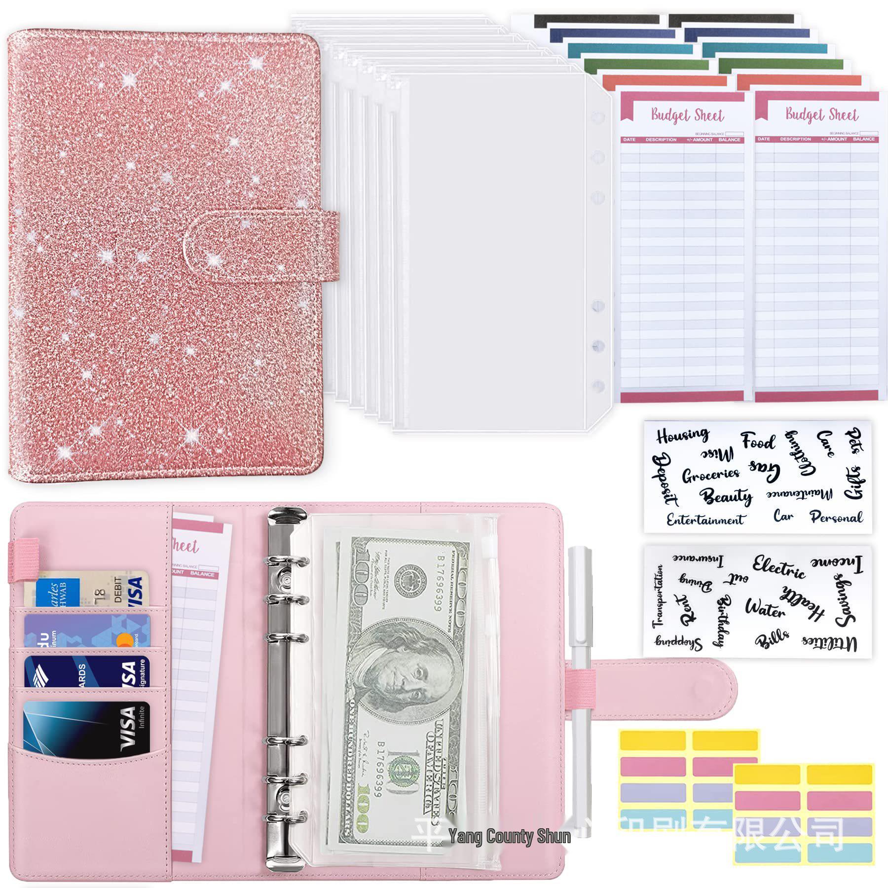 A6 Macaron Leather Budget Planner Zipper Binder Notebook