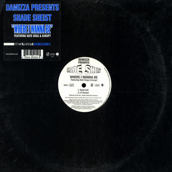 12inch Record DAMIZZA, SHADE SHEIST, NATE DOGG &  - Where I Wanna Be 350550 Baby Ree Record 2000 US Rap & Hip-Hop/R&B Used