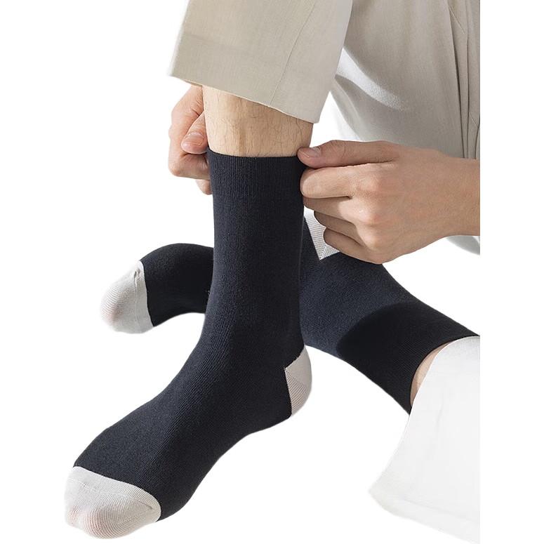MiiOW Men's Socks, Summer 100% Pure Cotton Mid-Calf Socks, Odor-Resistant, Antibacterial, Sweat-Absorbing, Athletic All-Cotton Long Socks, 5 Pairs