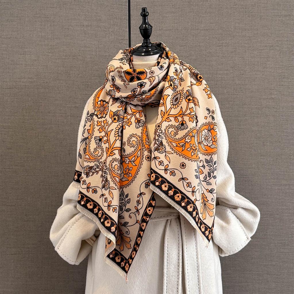Cashew Flowers Pattern Cashmere Scarf Women Design Warm Pashmina Blanket Scarves Female Shawl Thick Foulard Bufanda