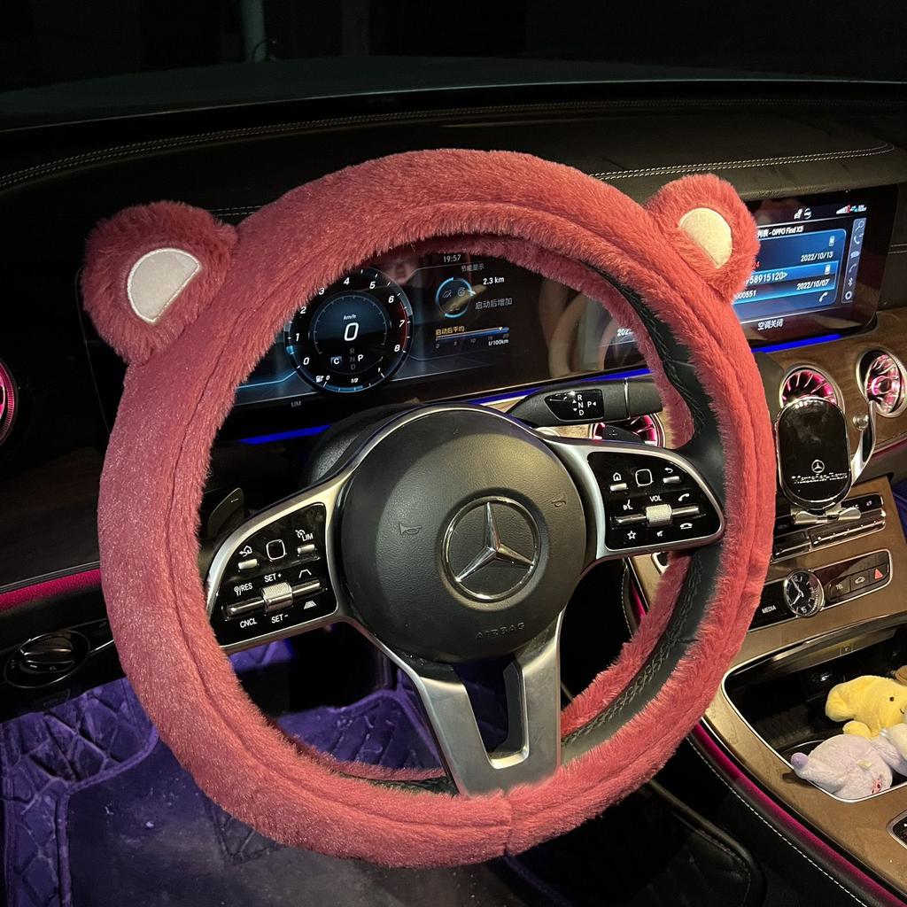 38cm Sanrio Short Plush Universal Steering Wheel Cover Female Cute Personality Non-Slip Comfortable Warm Handle