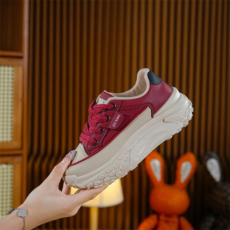 

Dad s New Style Versatile Thick-soled Shoes, Casual Shoes, Breathable Women s Shoes 40 вина червоного кольору