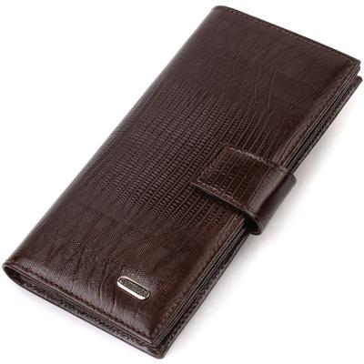 Interesting Vertical Men's Wallet Made of Genuine Textured Leather with Embossed CANPELLINI 21718 Brown