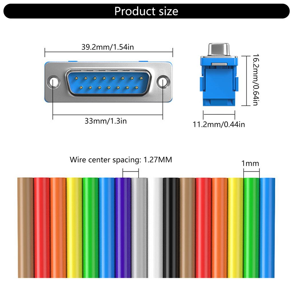 DB15 Male to Female Extension Cable DB15 Data Cable for Computers Industrial Instruments Nickel Plated Connectors