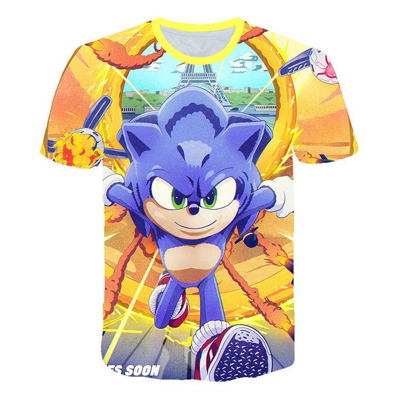 Vibrant Sonic The Hedgehog Printed T-shirt For Kids With Short Sleeves And Comfort Fit