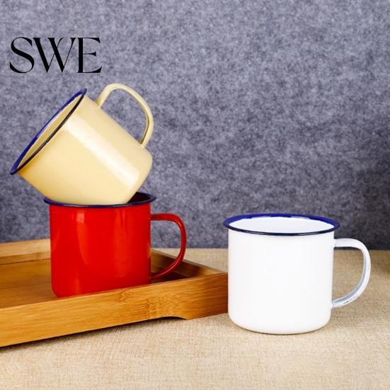 Water Mug 120/240/350/500ML Vintage Enamel with Handle Heat-resistant Large Capacity Cup Tea Milk Coffee Drinking Retro Decoration Scratch-resistant