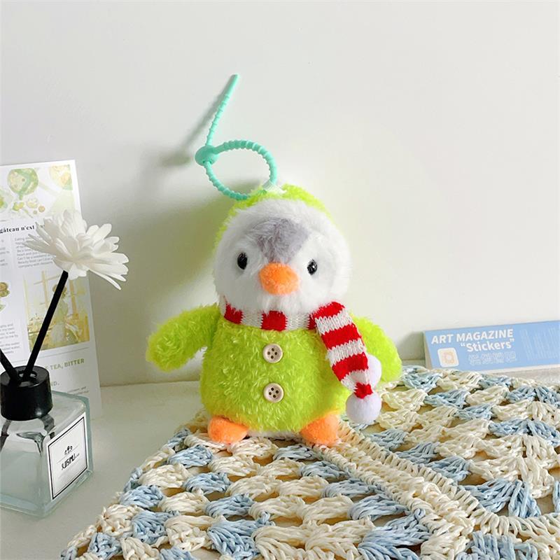 Cute Winter Christmas Scarf Penguin Plush Dolls Toys Keychain Bag Pendant Backpack Hanging Ornaments Keyring Girly Birthday Gift