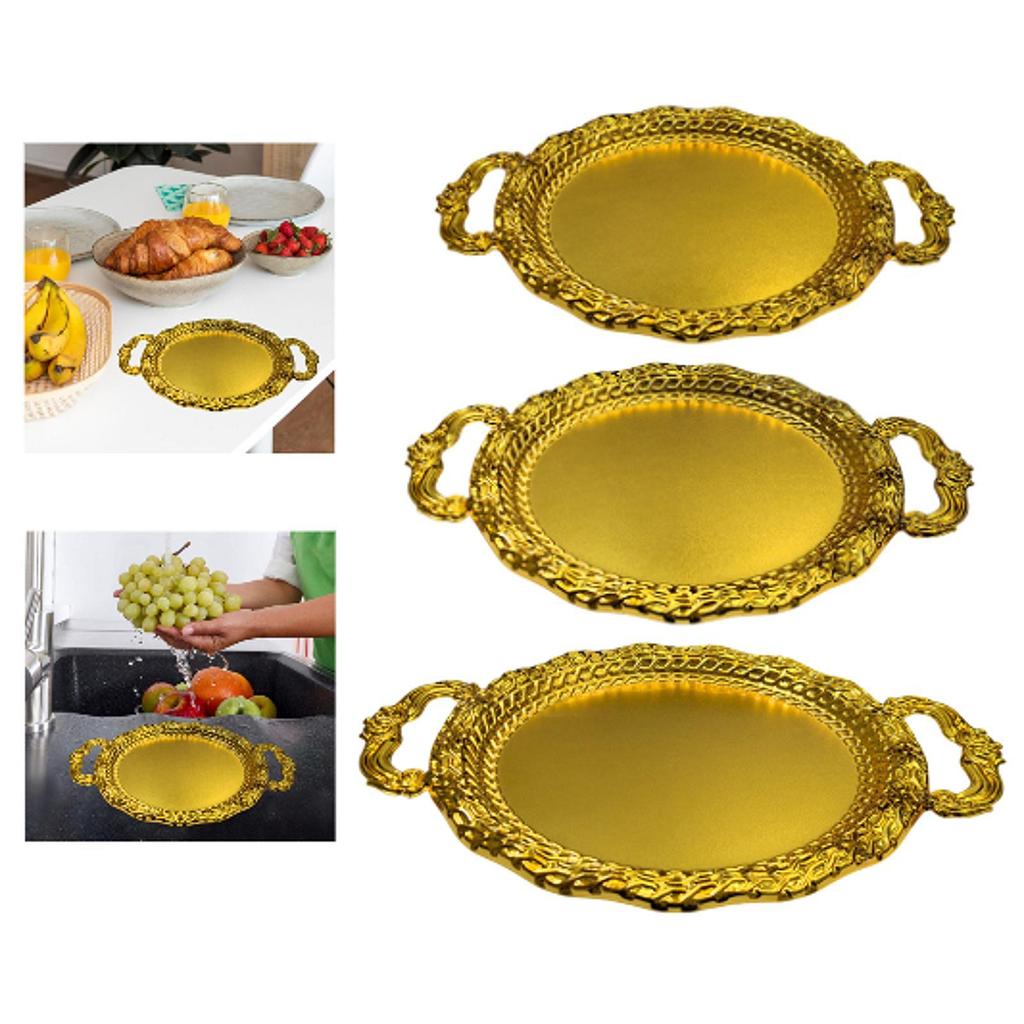 Serving Tray Photo Props European Metal Multipurpose Household Decorative Stylish Fruit Plate for Food Dinner Lunch Fruit Home