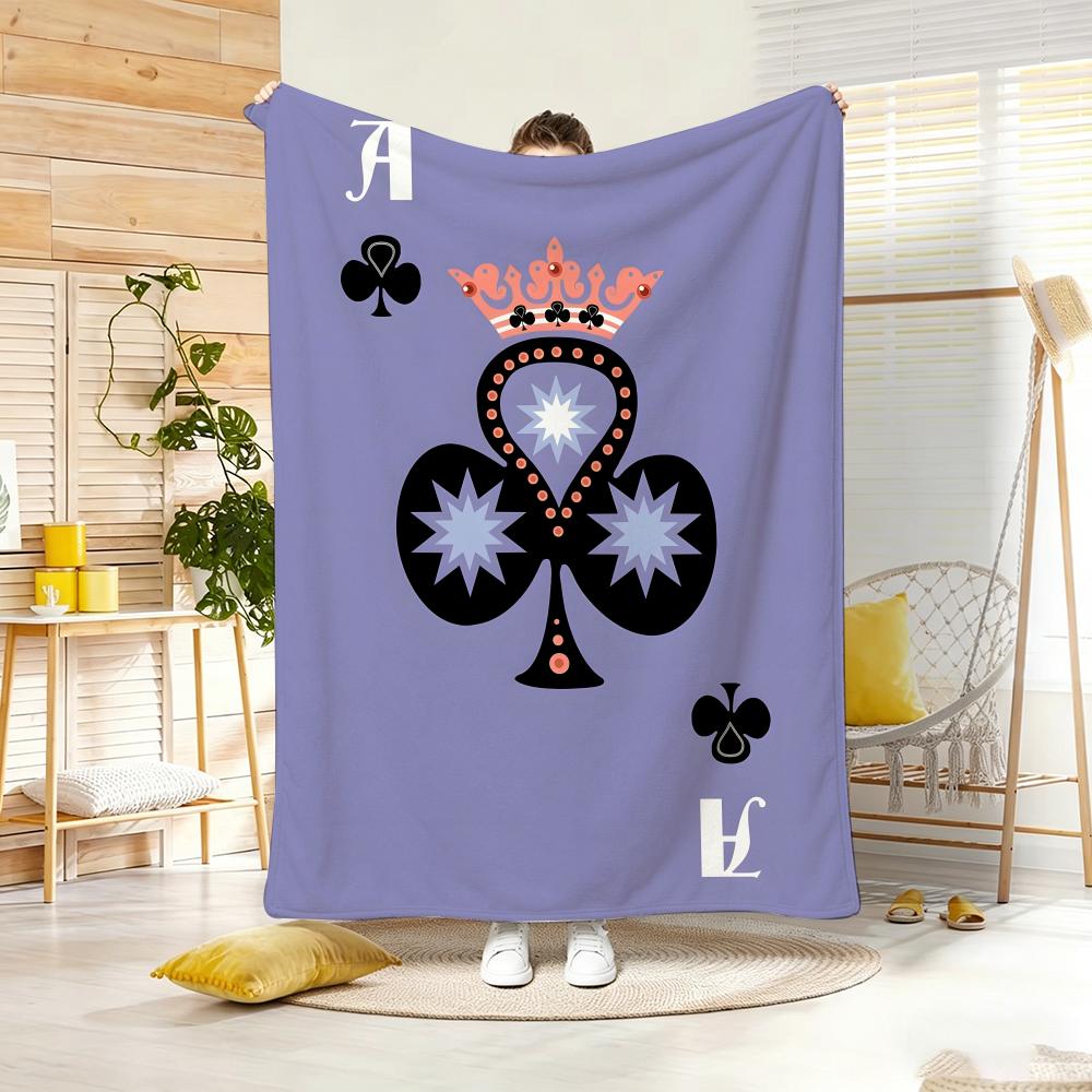 Artwork A-A playing cards Throw Lightweight 240g Flannel Blanket Soft Skin-friendly for Summer Cooling