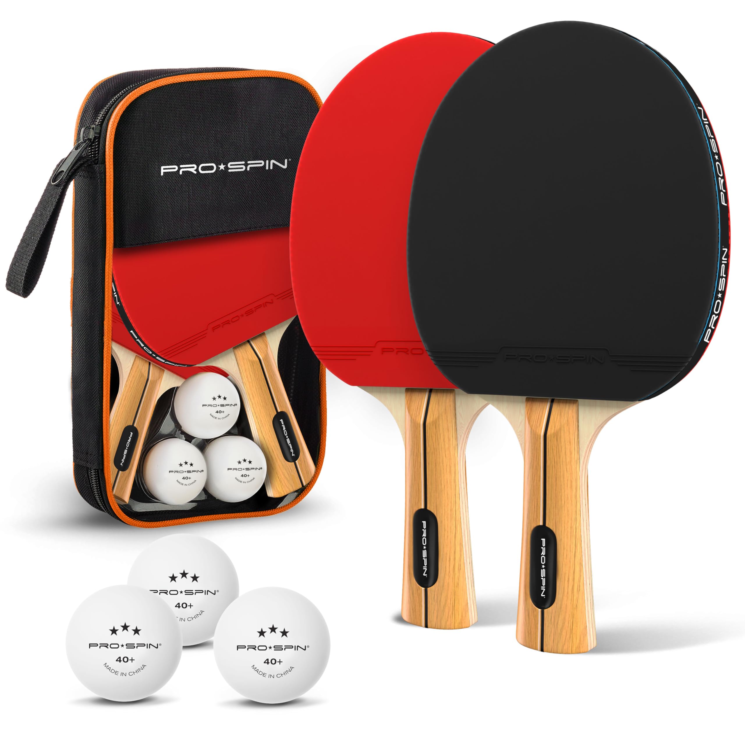 

Table Tennis Paddles Set with Premium Table Tennis Ping Pong and Compact Storage Case Set of 2 Ping Pong Paddles for Indoor and Outdoor Games PRO-SPIN