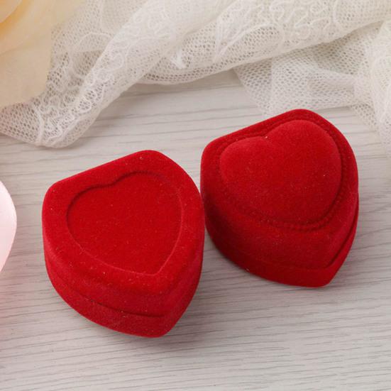 Scatola Porta Anelli Squisita Forma a Cuore con Floccaggio Organizer Gioielli Regalo per Fidanzamento