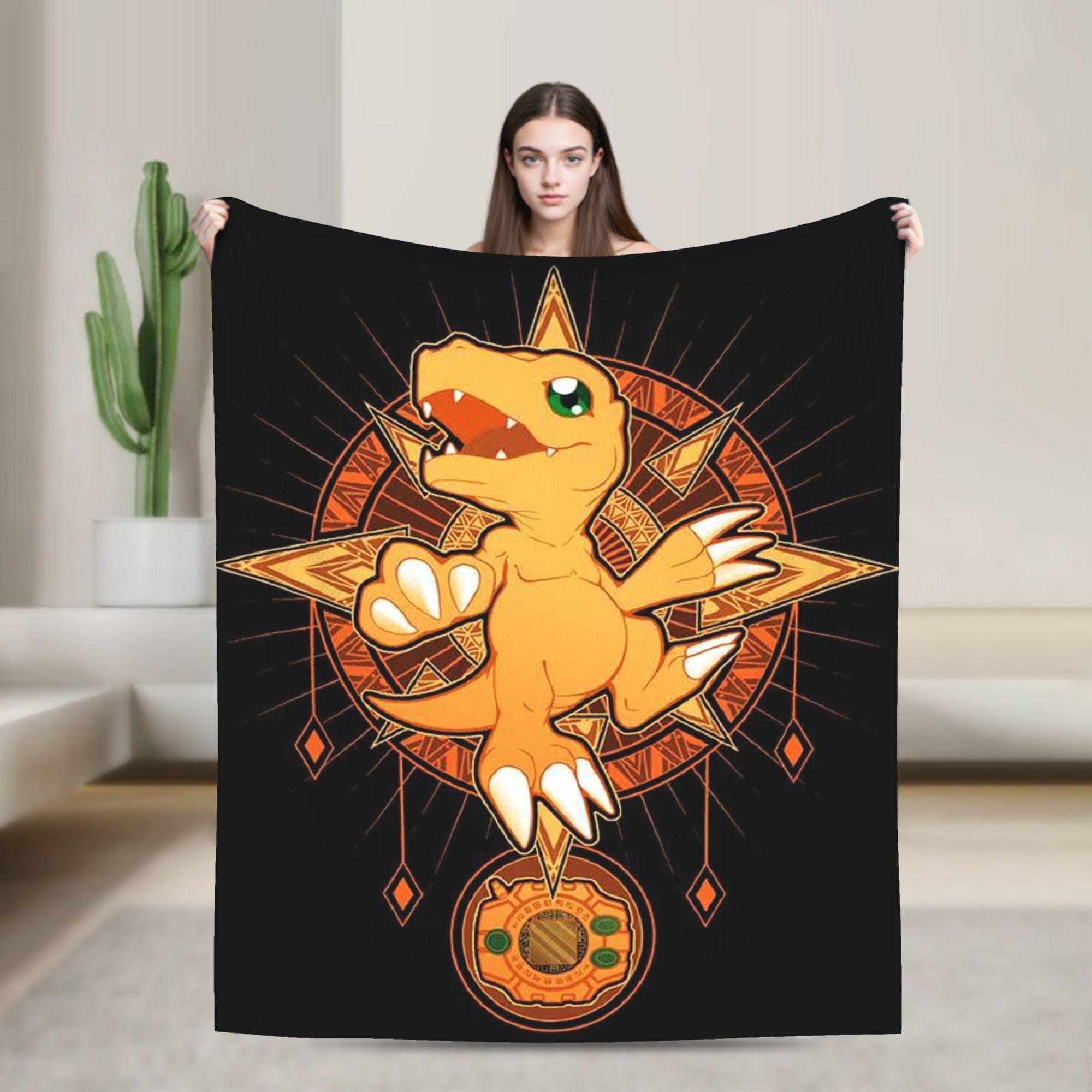 

Digimon Agumon Gabumon Sora Anime Blankets Fleece Throw Blanket Summer Air Conditioning Decoration Soft Warm Bedspreads 75x90cm