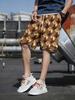 One 3D Geometric Woven Fabric 3D Texture Men's Daily Casual Streetwear Summer Brown With Gold & Brown 3D Geometric Men's Cargo Shorts
