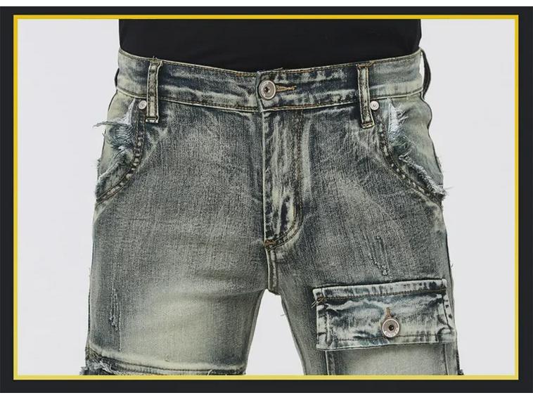 Men's Trendy Slim-Fit Stretch Jeans - Retro Motorcycle Style Skinny Work Pants for Spring and Autumn