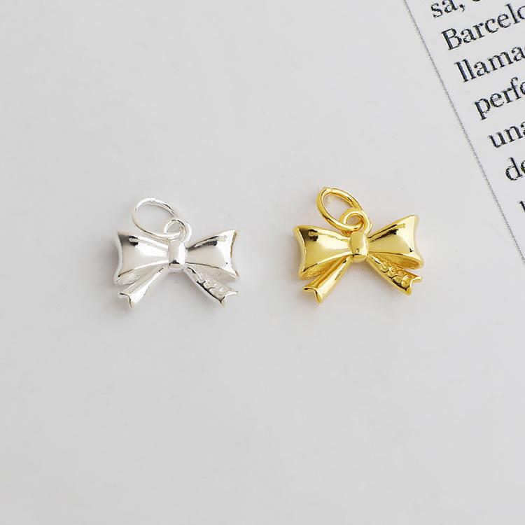 S925 Sterling Silver Bow Pendant: DIY Crystal Pearl Bracelet/Necklace Jewelry Accessory