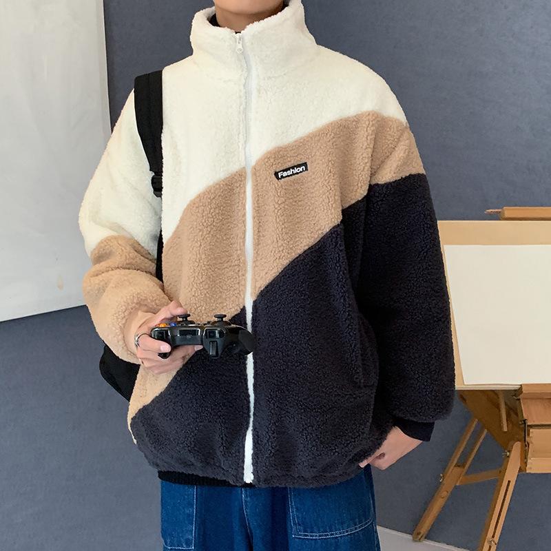 Men's High-Collar Japanese Lambskin Fleece Jacket - Autumn/Winter