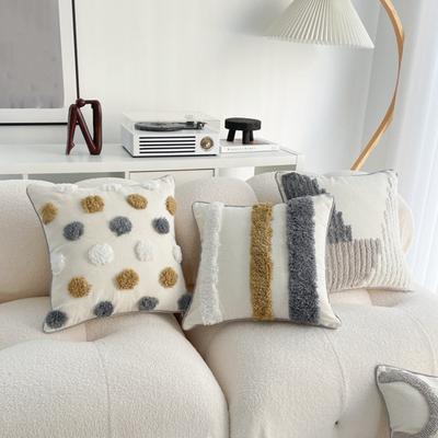 Μαξιλάρι Boho Throw με σχέδιο από σχοινί και φούντες από μαλακό βαμβακερό λινό μαξιλάρι για καναπέ-κρεβάτι γραφείου