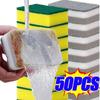 5-50PCS Double-sided Cleaning Spongs Scouring Pad Kitchen Wipe Dishwashing Sponge Cloth Dish Cleaning Sponge