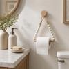 Hemp Rope Design Roll Paper Dispenser Punch-Free Wall-Mounted Toilet Paper Rack  Home Organizer