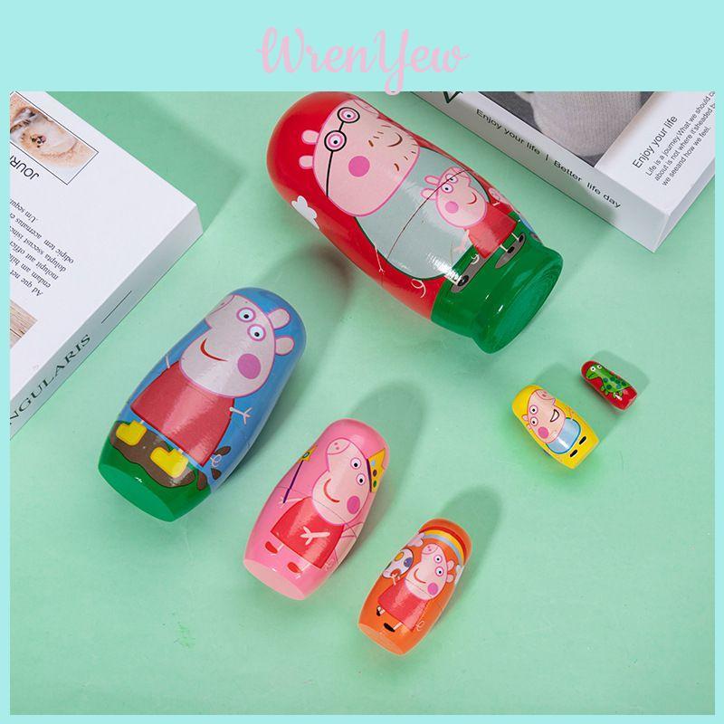 Cute Peppa Pig Matryoshka Doll Set 6 Layers Of Hand-painted Decoration