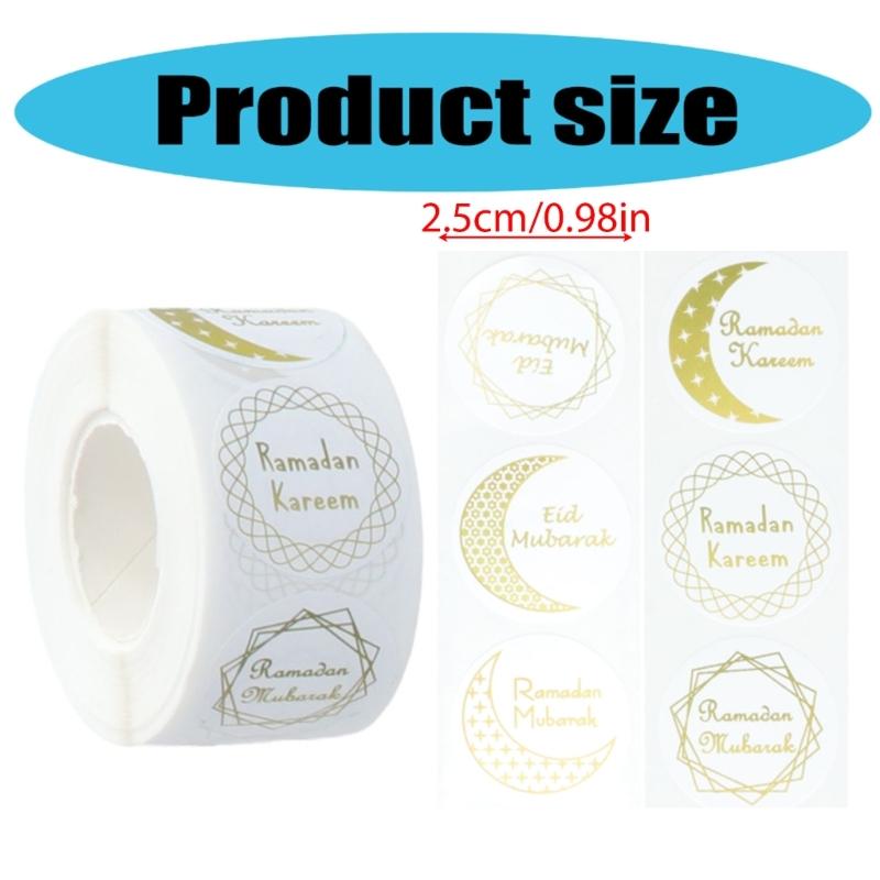 500 Pcs Round Sticker Eid Mubarak Seal Labels Festival Decorative Sticker Self-Adhesive Labels Sticker Party Supplies