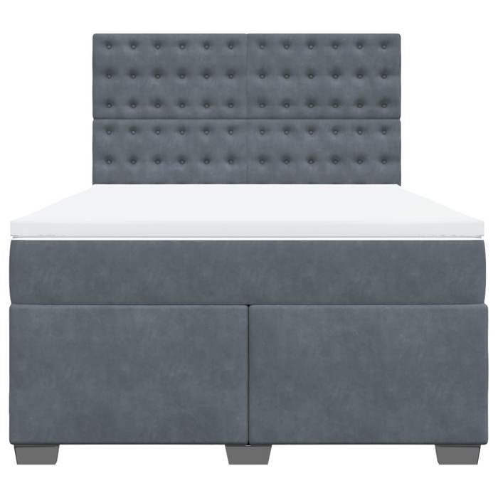 Cadre de lit avec matelas - Maison Exclusive - Velours gris foncé - 160x200cm - Tête de lit réglable