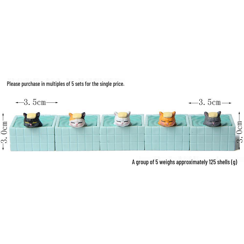 Creative Cat Meow Bath Bomb Set with Blue Tub and Hand-Painted Figurines for Micro Landscape Gardening