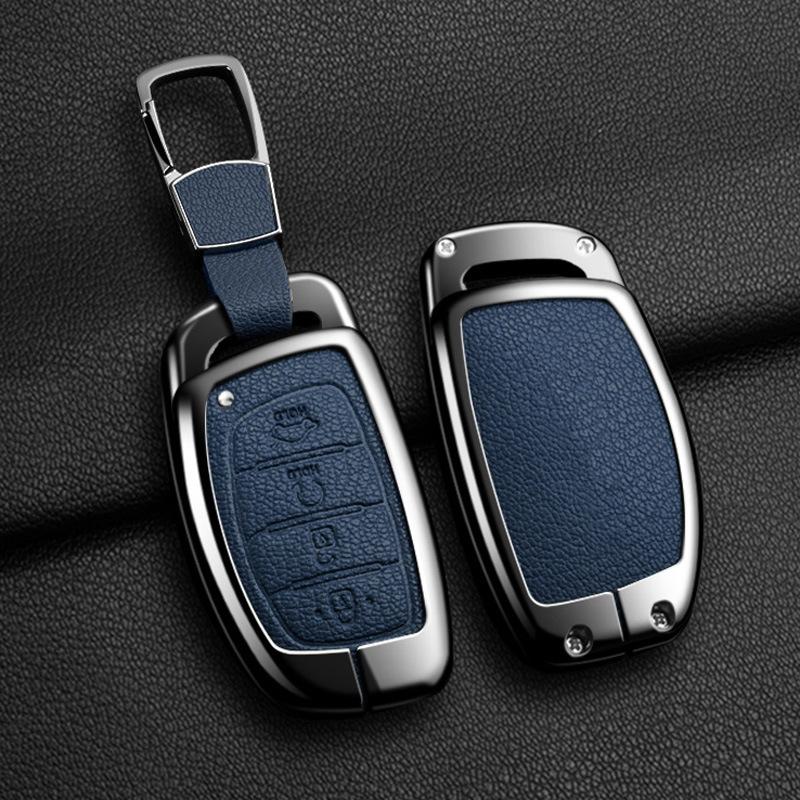Zinc Alloy Leather Car Key Holder For Hyundai Tucson Elantra Creta Sonata Ix35 Ix45 I40 I30 I20 I10 Ioniq Accent Creata Key Fob