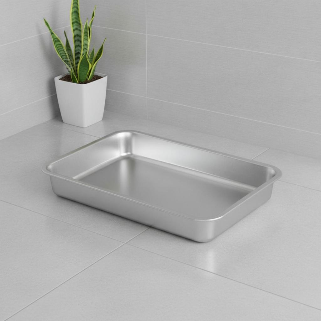 WC per animali domestici Facile da pulire Rettangolare Acciaio Inossidabile Vaschetta igienica Non Porosa H10cm 60x40cm