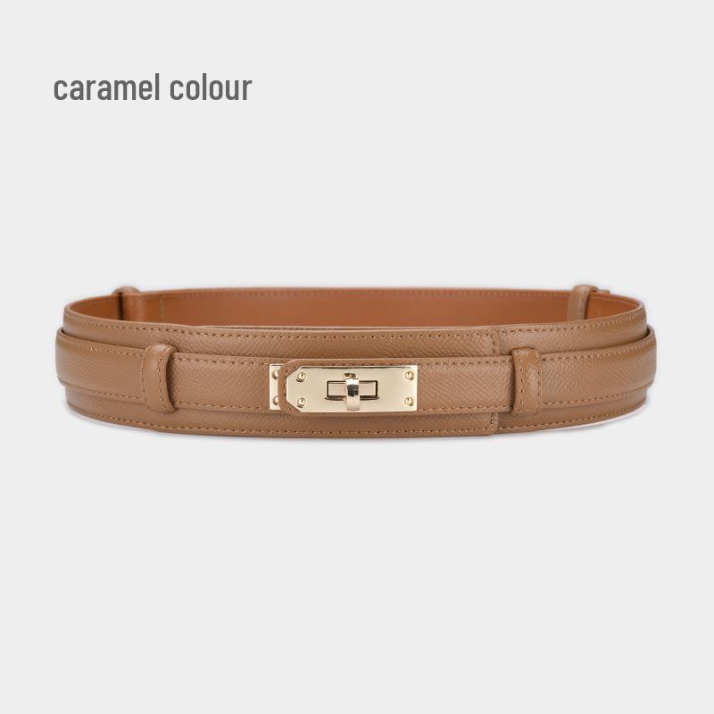 "Women's Decorative Wide Genuine Leather Belt – Lock Style"