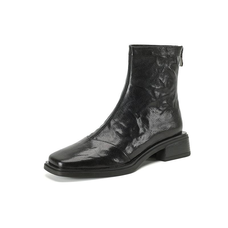 Short Boots Women's Autumn Single Boots Slim Boots 2026 New Black Square Toe Women's Boots