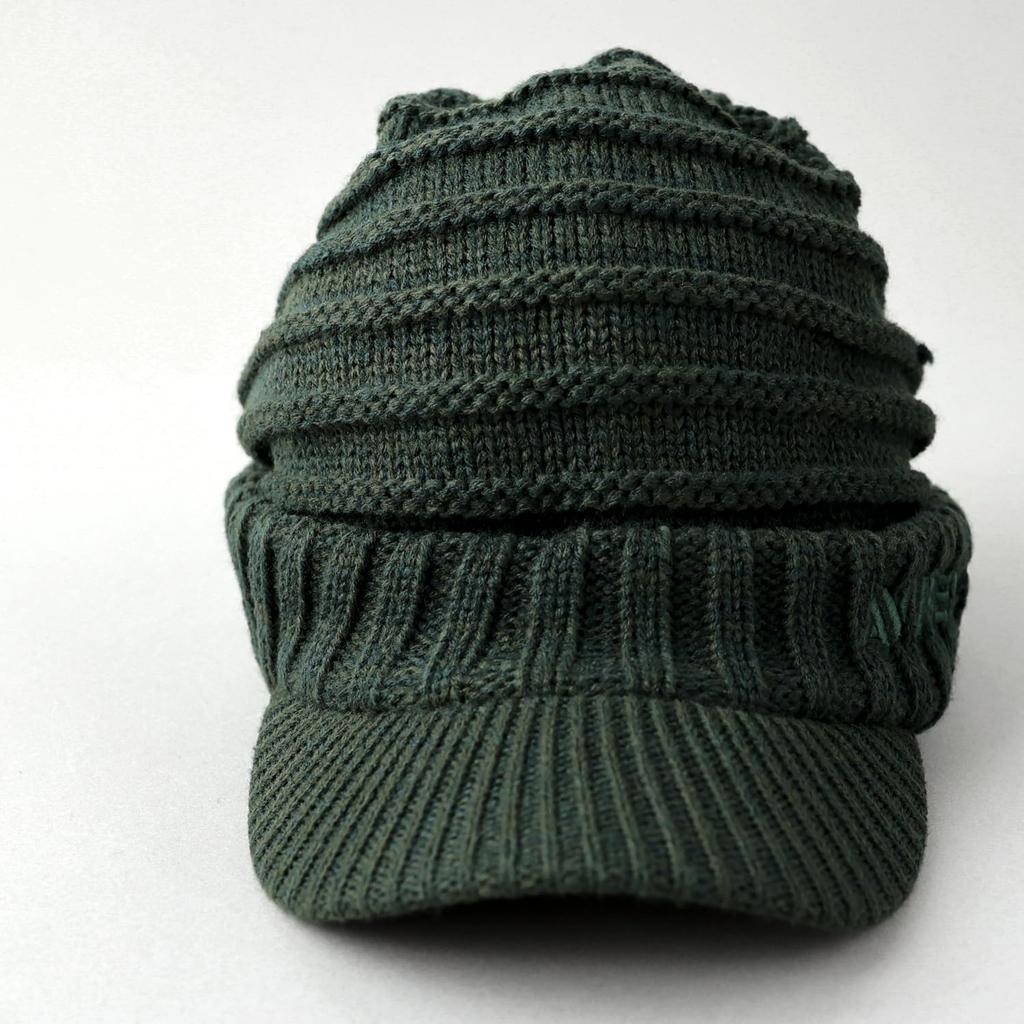 AVIREX Chunky Brimmed Knit Loose Knit Newsboy Cap for Men and Winter Knit Cap One Mixed Cap, Fit, Women, (JP, Alphabet, Size, Green)