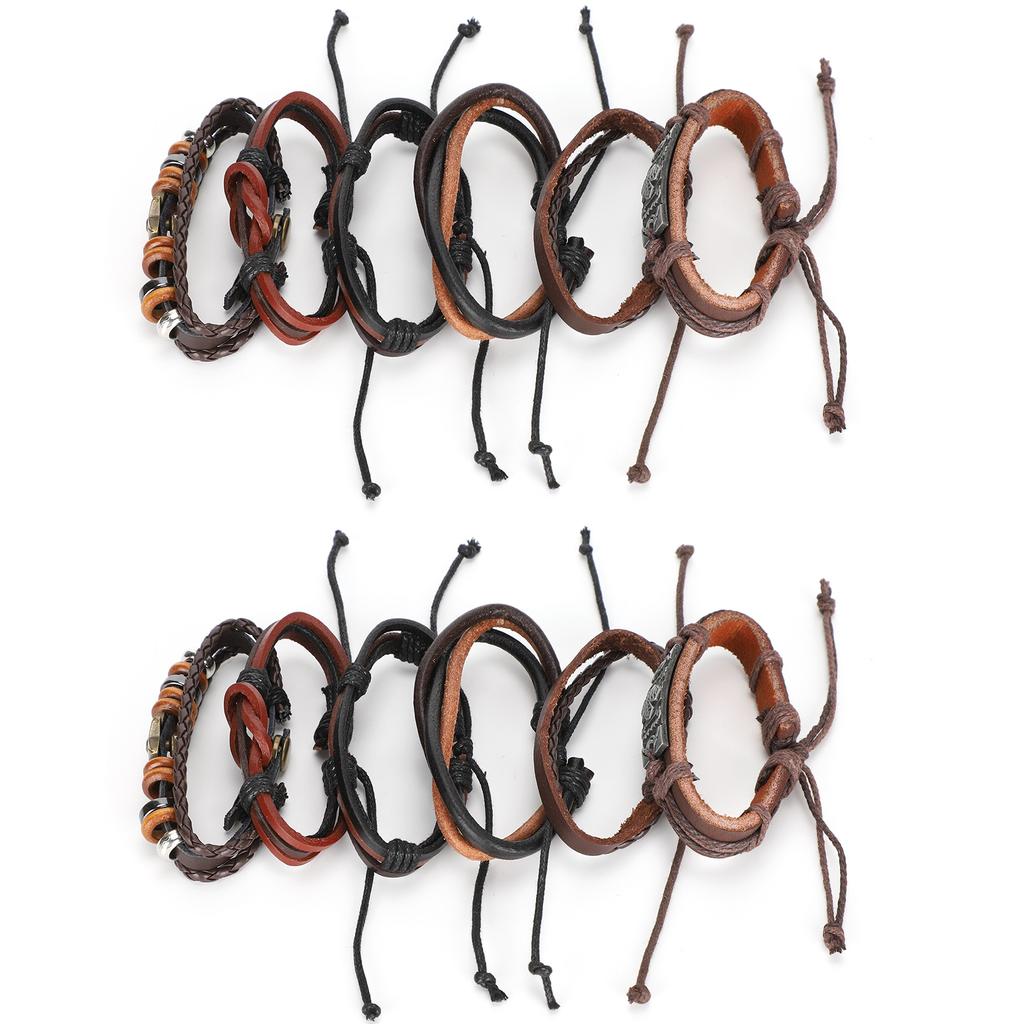 2 Set Handgelenk Lederarmband Retro DIY Handgewebt Vintage Handwerk Handgelenk Schmuck Dekorationen