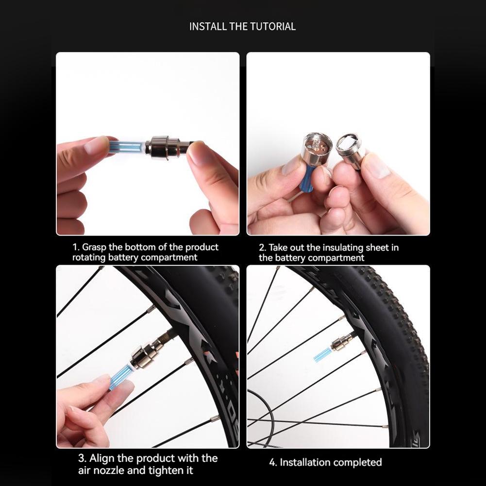 2PCS Lumières LED Vélo Vélo Bouchon de Valve de Pneu Lampe de Poche Auto Voiture Moto Valve d'Air de Pneu Rayons de Roue Lumière Accessoires de Vélo