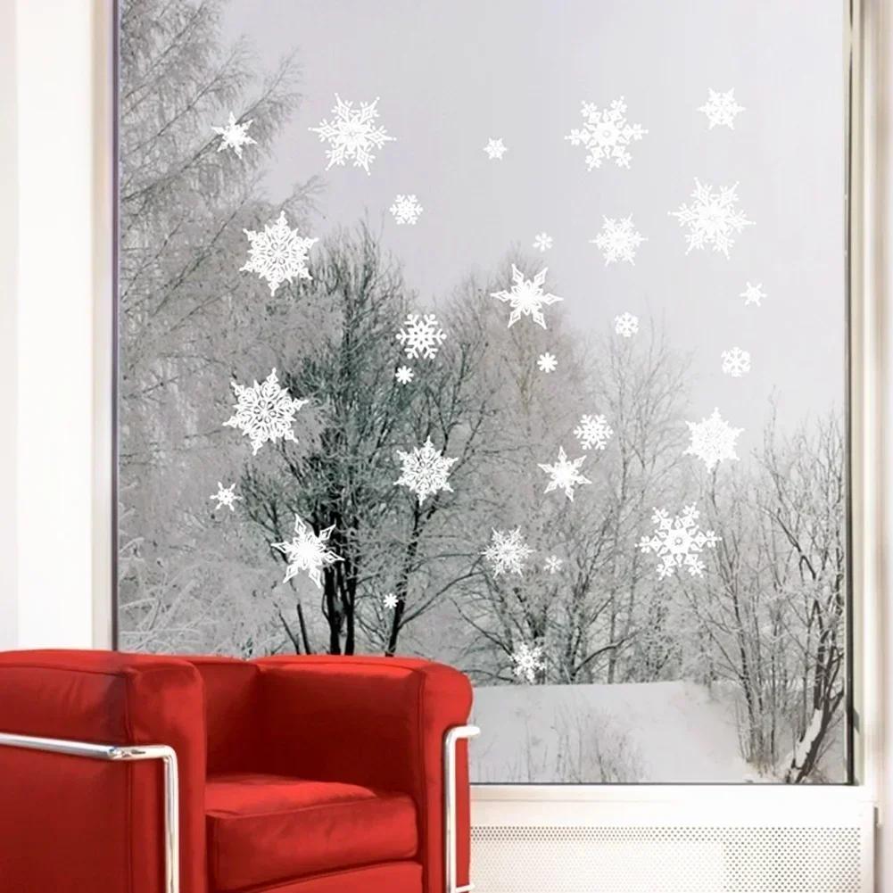 1 Pcs Window Christmas Sticker Cartoon Detachable Santa Snowman Home Decoration PVC Decal Glue New Year Glass Mural Party Decor