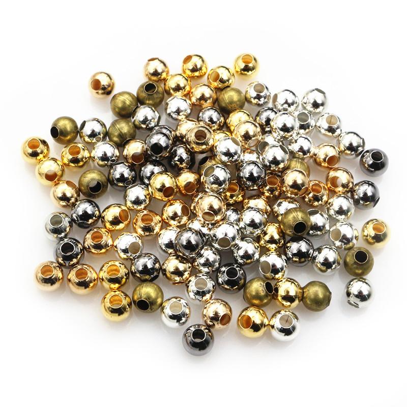 50-500pcs/lot 2-8mm Gold Silver Color Round Spacer Beads Ball End Seed Metal Beads For DIY Jewelry Making Findings Accessories