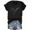 Women's Casual Dog and Hand Print T-Shirt - Short Sleeve Crew Neck Top for Spring and Summer