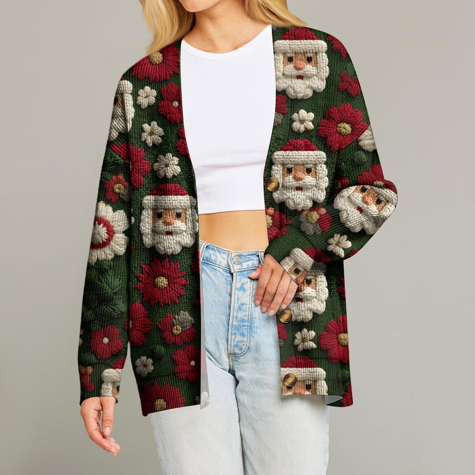 

Женский модный кардиган с длинным рукавом, принтом, V-образным вырезом, на пуговицах, свободного кроя XL винный