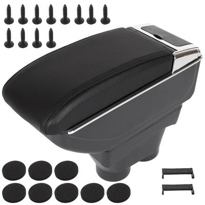 Peugeot 208 12-19 Armlehne mit Staufach, Schwarzes Öko-Leder + Montagekit