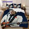 Johnny Hallyday Gitarrenperformance Bettwäsche, Bettbezug, Kissenbezug, Heimdekoration, Geburtstagsgeschenk (1 * Bettbezug+2 * Kissenbezug, ohne Füllung)