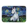 Starry Night Oil Painting Bull Terrier Carpet Mat Anti-Slip Rubber Backing Rug for Pet Lover Home Decoration Artistic Anime Rug