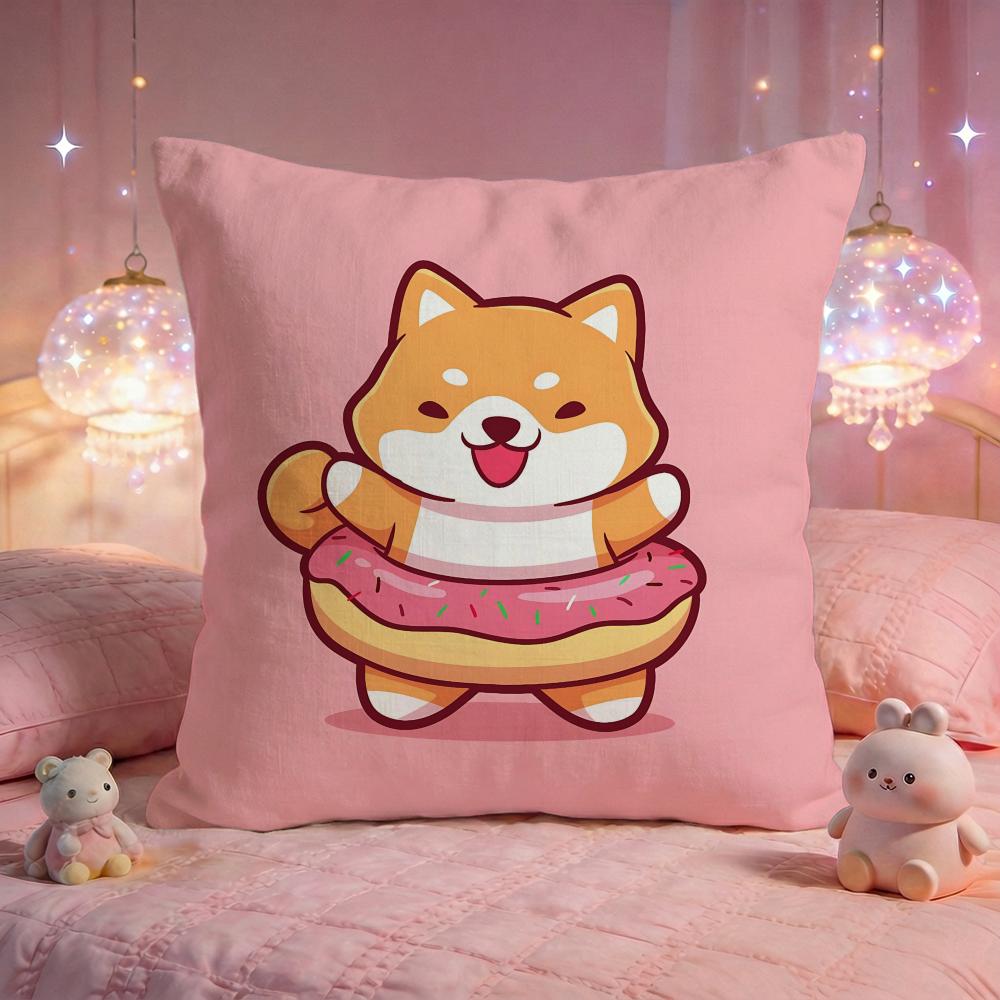 Playful Shiba Inu Cushion Cover Premium Comfort Reversible Pillow Cove Two in One Design for Any Room Car Interior