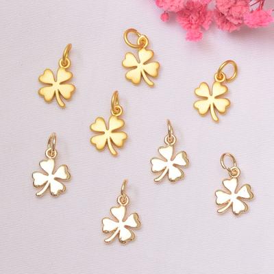 10 stuks Kleurbehoudend Oud Goud Vierklaver Hanger, Geluksklaver Hanger, Diy Handgemaakte Armband, Ketting, Kralen Accessoires, Kleine Hanger.
