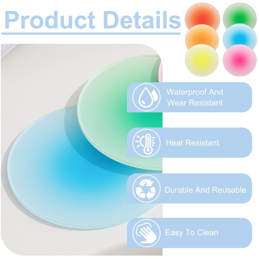 4pcs Acrylic Cup Coasters Cute Coasters Round Heat Resistant Cup Coasters Non-Slip Table Coasters For Dining Table Decor