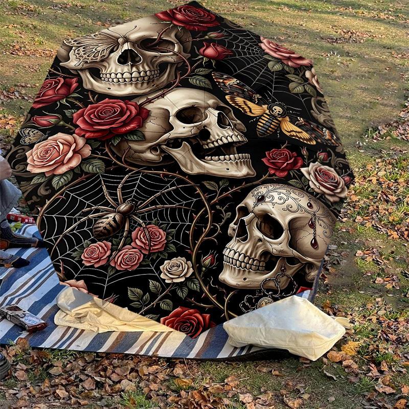1PC Skull Roses Umbrella-8-Rib Reinforced Portable Folding Travel Suitable for All Seasons Outdoor Daily Use Is an Ideal Choice -K0420