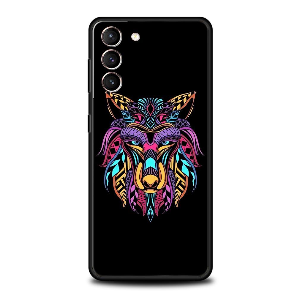 Wolf Animal Case For Samsung Galaxy S22 Ultra S21 S20 FE 5G S10 S9 S24 Plus S10E S23 Phone Cover Black Silicone Soft