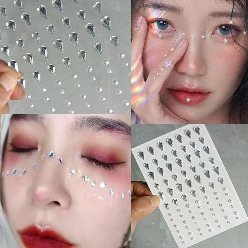 Diamond Crystal Tattoo Sticker Třpytivé oční linky na obočí Make up Face Eyes Diamond Tattoos Rock Drahokamy 3D samolepky na oči