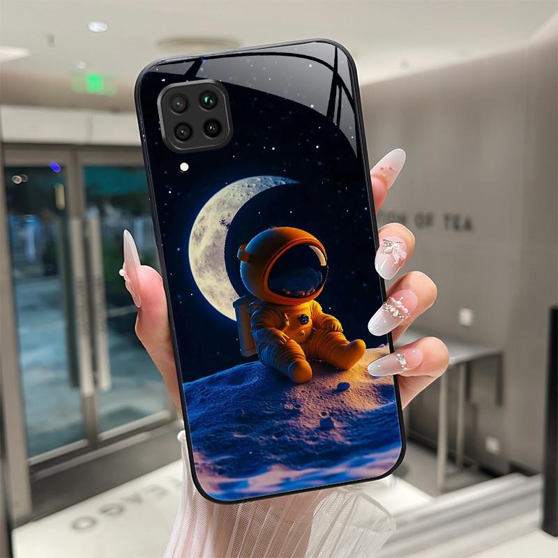 

Beautiful Flower Cute Cats Case For Huawei P40 Lite / Nova 7i / Nova 6 SE JNY-LX2 LX1 Tempered Glass Hard Phone Case Soft Cover Nova 6 SE